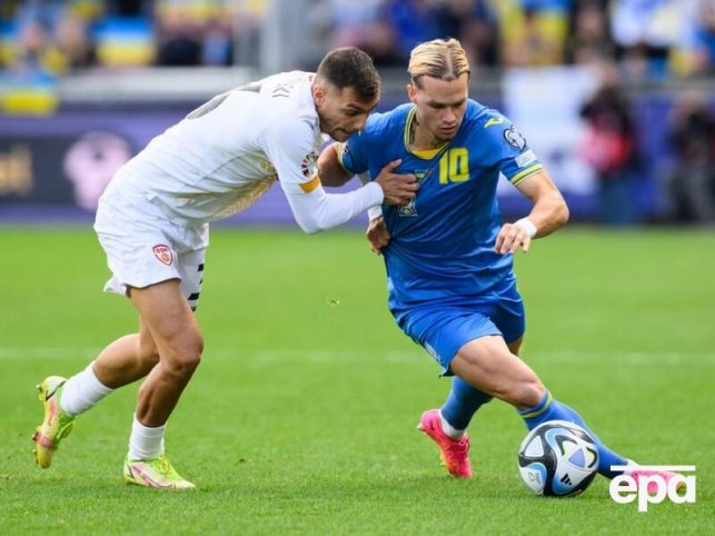Сборная Украины по футболу обыграла Северную Македонию и вышла на второе  место в группе отбора на